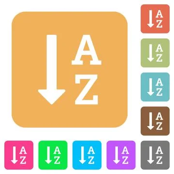 Alphabetically ascending ordered list rounded square flat icons イラスト素材