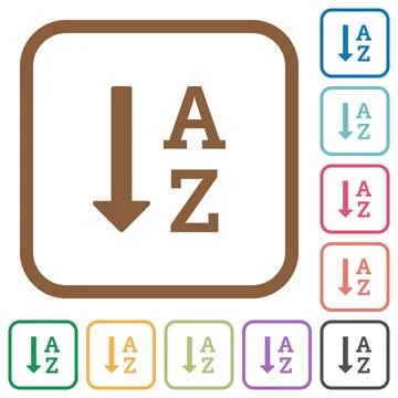 Alphabetically ascending ordered list rounded square flat icons simple icons イラスト素材