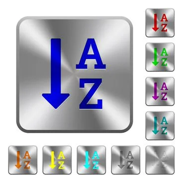 Alphabetically ascending ordered list rounded square steel buttons Stock Illustration