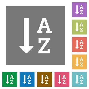 Alphabetically ascending ordered list square flat icons イラスト素材