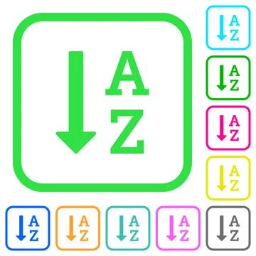 Alphabetically ascending ordered list vivid colored flat icons icons Stock Illustration