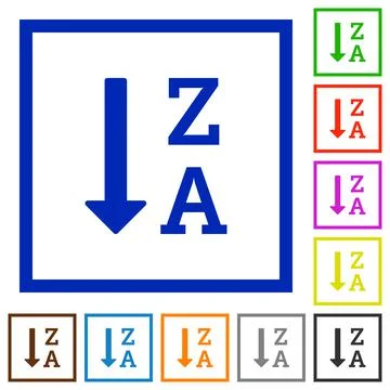 Alphabetically descending ordered list flat framed icons Stock Illustration