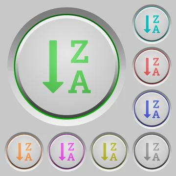 Alphabetically descending ordered list push buttons Stock Illustration