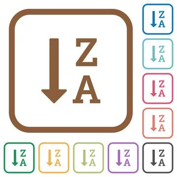 Alphabetically descending ordered list simple icons Stock Illustration