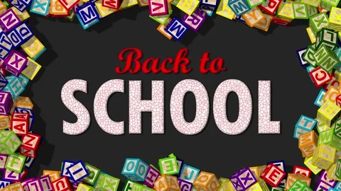 Alphabets Blocks Falling, Back to School Text Reveal, Back to School Intro Outro Stock Footage 194834990