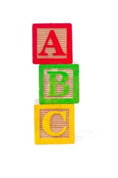 Alphabets blocks over each other Stock Photos