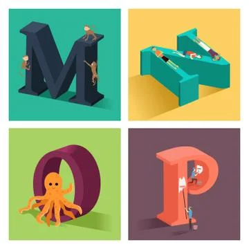 Alphabets concept in 3D Stock Illustration
