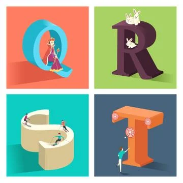 Alphabets concept in 3D Stock Illustration