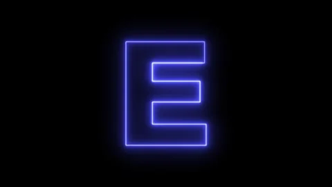 Alphabets E neon animation, Capital alphabets neon light blue color Alphabet E Stock Footage 282164964