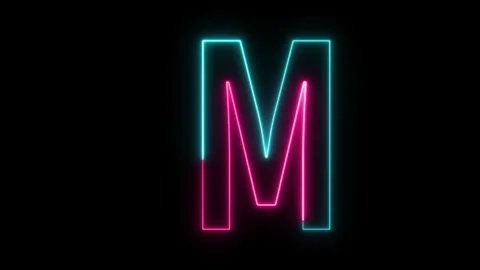 Alphabets M neon animation, Capital alphabets neon fiery pink color Alphabe.. Stock Footage 327757498