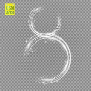 Alphabets Number 8 eight of white glittering stars on transparent background Illustrazione stock