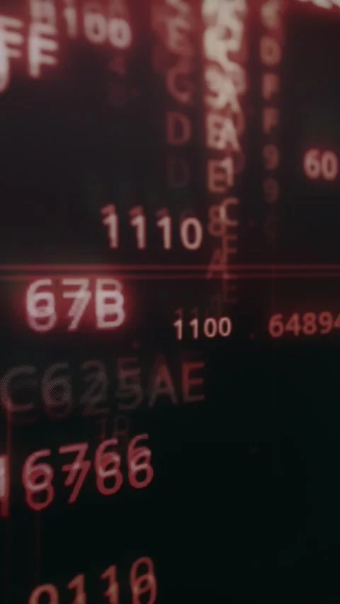 Alphanumeric characters and numbers on a red-toned abstract background Stock Footage 333832142