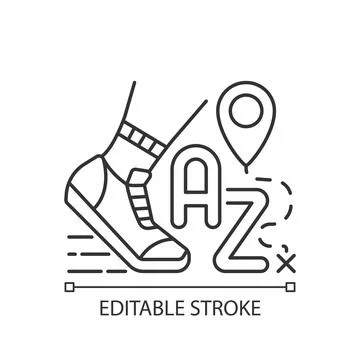 Alphatourism linear icon Stock Illustration