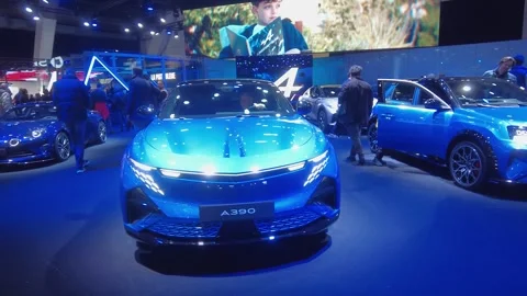 Alpine a390 gt taking center stage 2026 brussels motor show brand's first Stock Footage 328206361