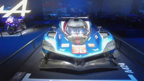Alpine a424 lmdh displayed 2026 brussels motor show formidable endurance race Stock Footage 328206394