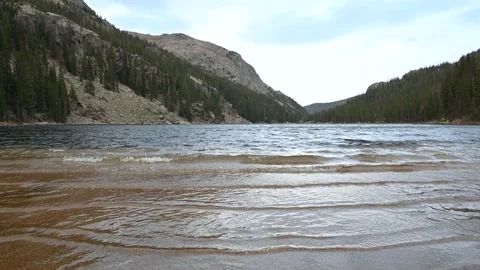 Alpine Beach Day in the Mountains Stock Footage 147663271