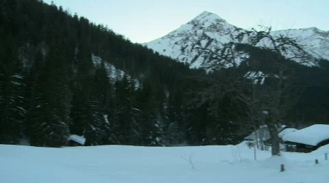 Alpine chalet pan Stock Footage