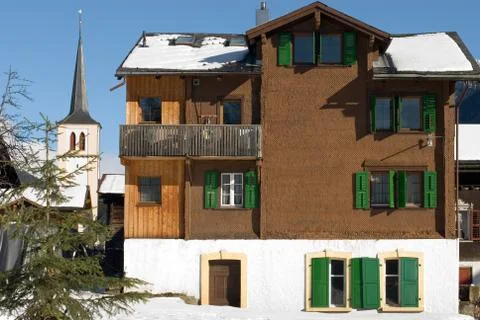 Alpine chalet Stock Photos