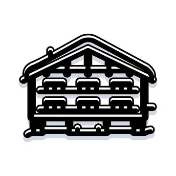 Alpine chalet style building in vector Stock Illustration