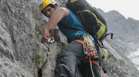Alpine climbing chamonix protection Stock-Footage 24752494