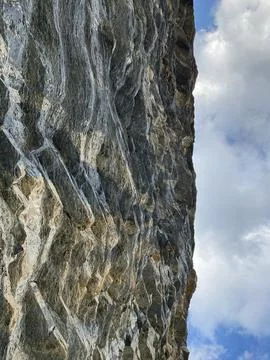 Alpine climbing rocks between the alpine lakes Melchsee and Tannensee Stock Photos
