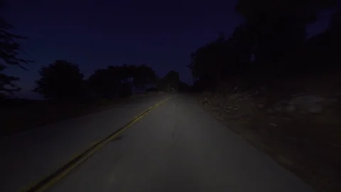 Alpine Forest Road At Night Driving Plate Front View 2 California USA Stock Footage 125619503