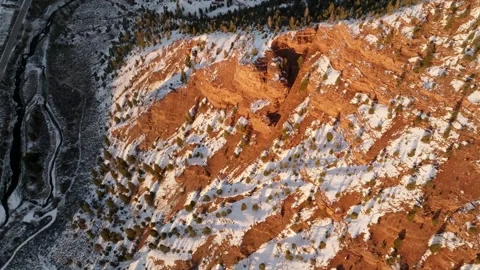 Alpine Glow on Snowy Mountain | Eagle Colorado Drone 库存影片 331526720