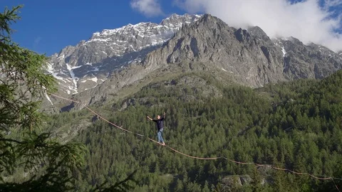 Alpine highline walking Stock Footage 125426256