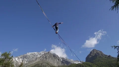 Alpine highline walking Stock Footage 125428983