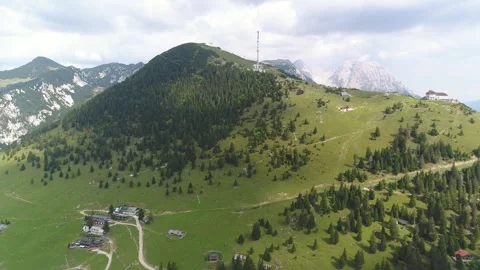 Alpine hills and meadows at Krvavec aerial panorama Stock Footage 327071653