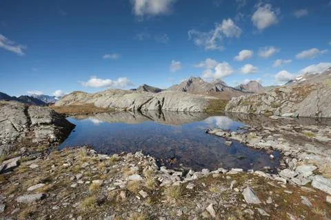 Alpine lake in the Alps at fall Stock Photos