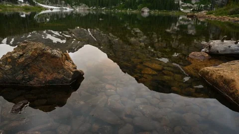 Alpine lake and Mountain Reflections Stock Footage 148252576