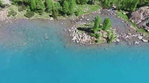 Alpine lake in mountain - Panoramic view Stock Footage 67638062