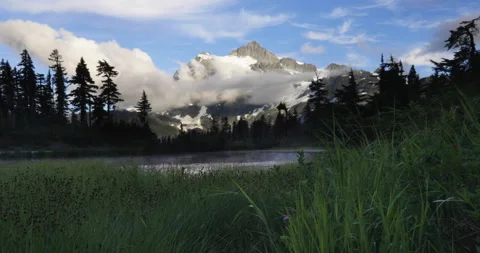 Alpine lake with mountain slider Stock Footage 165268741