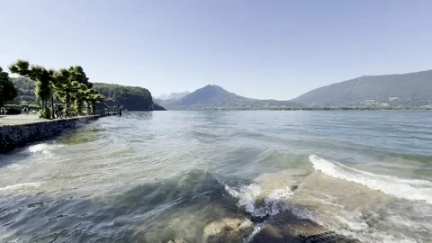 Alpine lake mountains and clear water Stock Footage 341293411