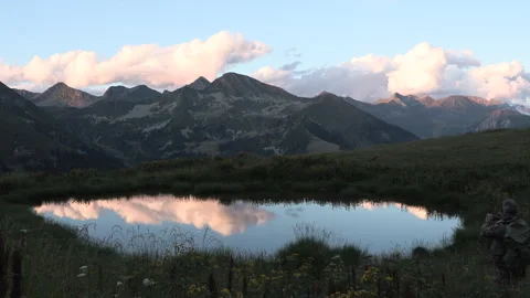 Alpine lake in San Simone Valleve, Bergamo, upper Brembana valley. Video stock 250445286