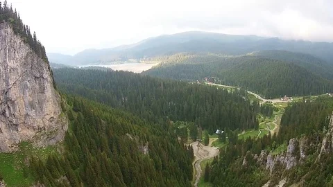 Alpine landscape in Bucegi Natural Park, Romania, aerial view Stock Footage 76599701