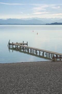 Alpine landscape with dock Foto stock
