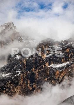 Alpine landscape with Monte Antelao peaks in the Dolomites, Italy, Europe Stock Photos
