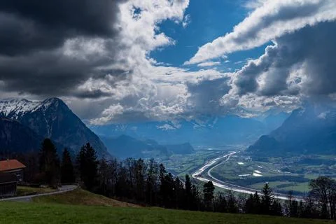 Alpine landscape of mountain view Stock Photos