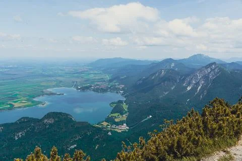 Alpine Landscape Over Walchensee from Herzogstand, Bavarian Alps Stock Photos