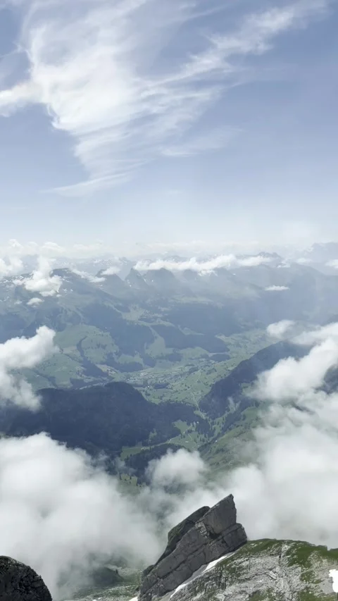 Alpine landscape with view of Sntis Stockbeeldmateriaal 306067761