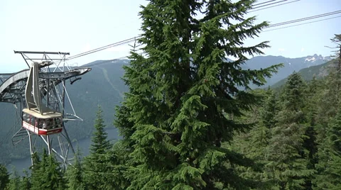 Alpine lift going up at Grouse Mountain, Vancouver B.C. Stock Footage 32662275