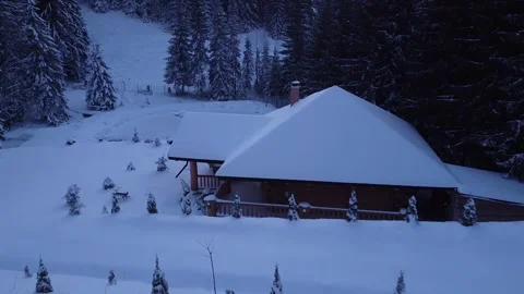Alpine Log Cabin from Above Stock-Footage 262900627