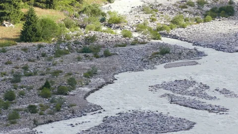 Alpine Meadow Bear Mountains River Stock Footage 128670363