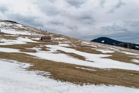 Alpine Meadow With Small Hut Stock Photos