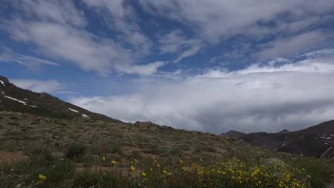 Alpine Meadow on top of mountain pass,  high above the timber line. Stock Footage 117545002