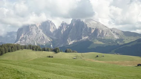Alpine meadows of Seiser Alm in Dolomites, Italy Stock Footage 150394385