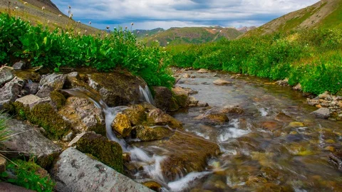 Alpine Mountain Creek 2nd Angle Time Lapse 4k Stock Footage 128052527