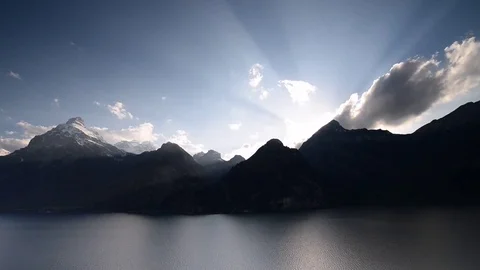 Alpine mountain lake at sunset. Stock Footage 75078006